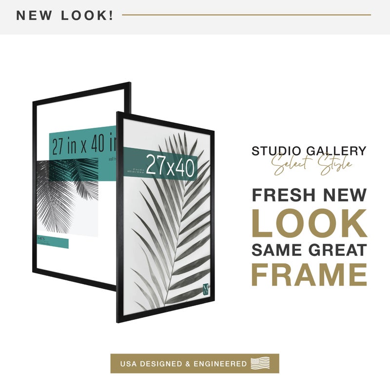 MCS Studio Gallery Movie Poster Frame 27x40 Black Woodgrain Engineered Wood, Vertical & Horizontal Wall Hanging Large Picture Frame for Photos, Artwork & Custom Posters (1-Pack) - Image 2