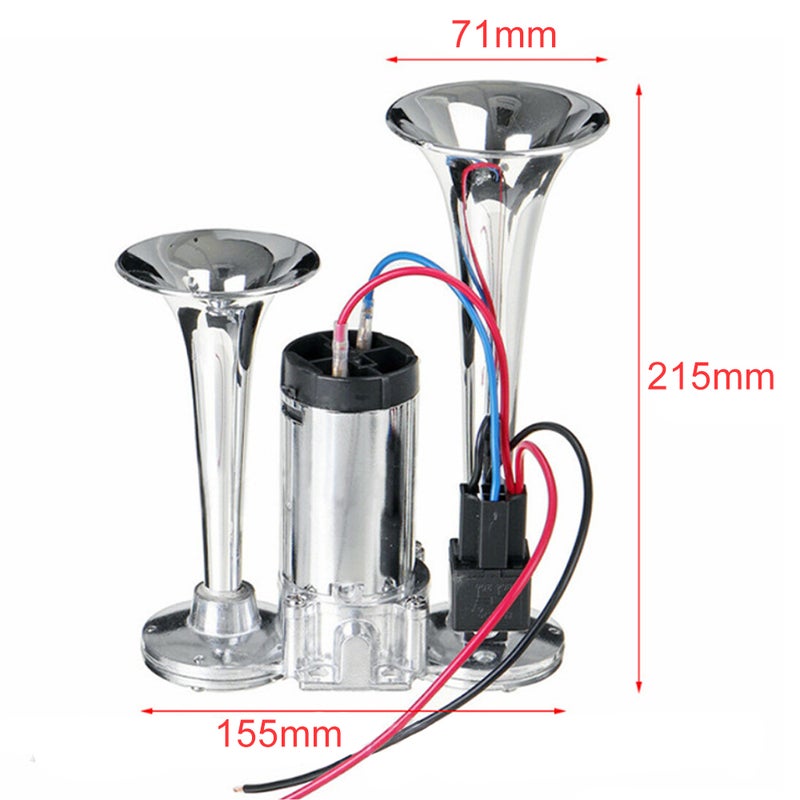 Car Horn: 12V Black Silver Chrome-Plated Zinc Alloy ABS - Super Loud 600DB Broad Compatibility Fine Workmanship for 12V Autos SUVs Motorcycles Trucks Trains Yachts Buses - Image 3