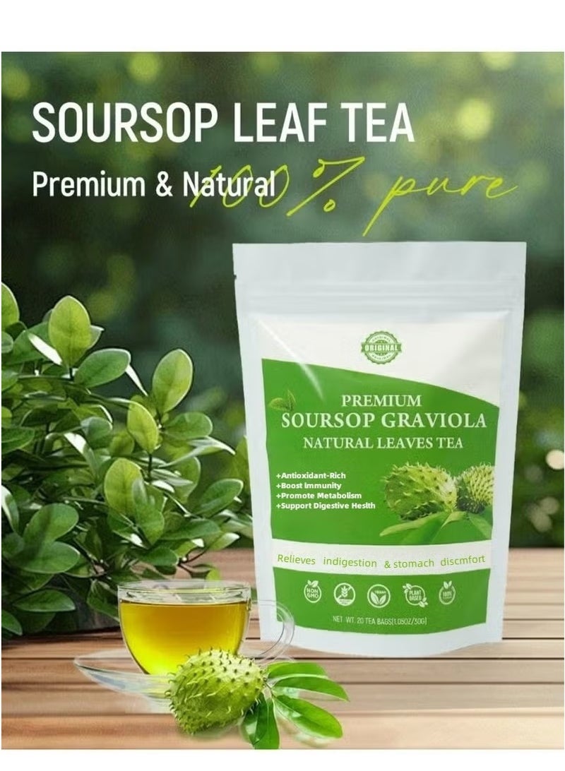 Wins Town 100% Pure Soursop Graviola Leaves tea,Annona muricata - Guanabana - Premium Quality 100% Pure Leaf ,1.5g*20 tea bags  - Image 2