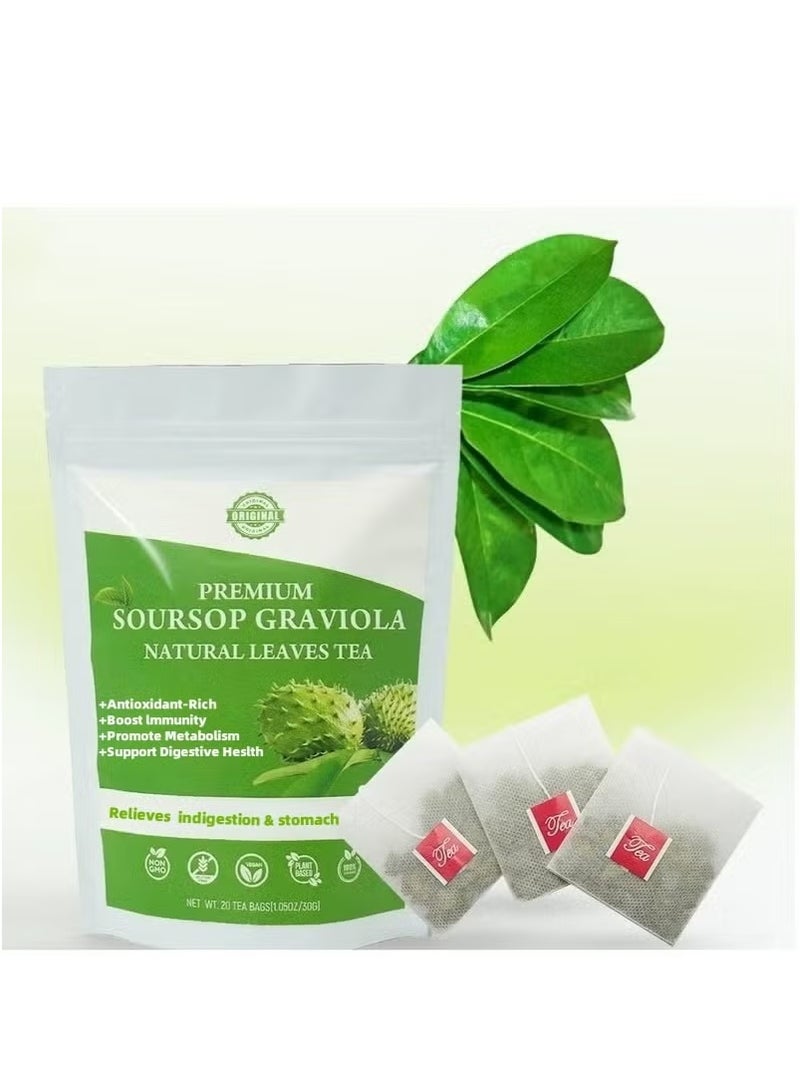 Wins Town 100% Pure Soursop Graviola Leaves tea,Annona muricata - Guanabana - Premium Quality 100% Pure Leaf ,1.5g*20 tea bags  - Image 1