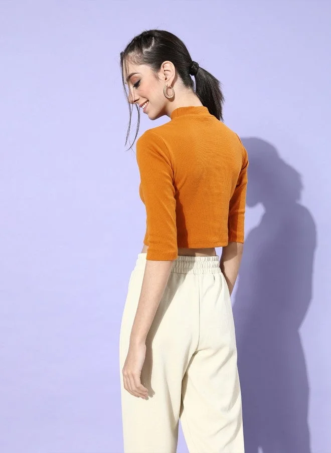 STREET 9  Stylish Mustard Cropped Top for Women for Women | Best Price UAE