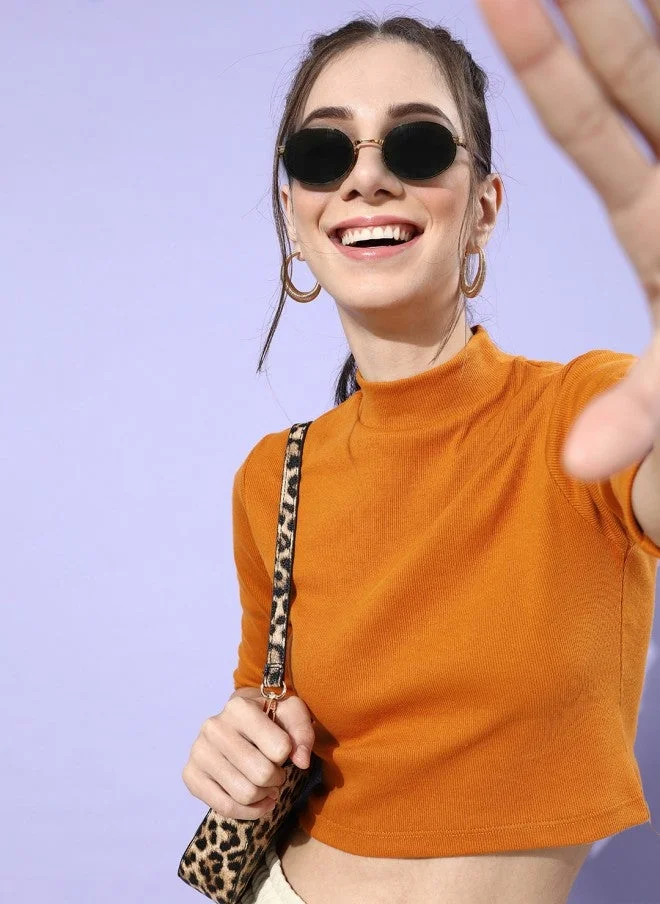 STREET 9  Stylish Mustard Cropped Top for Women for Women | Best Price UAE