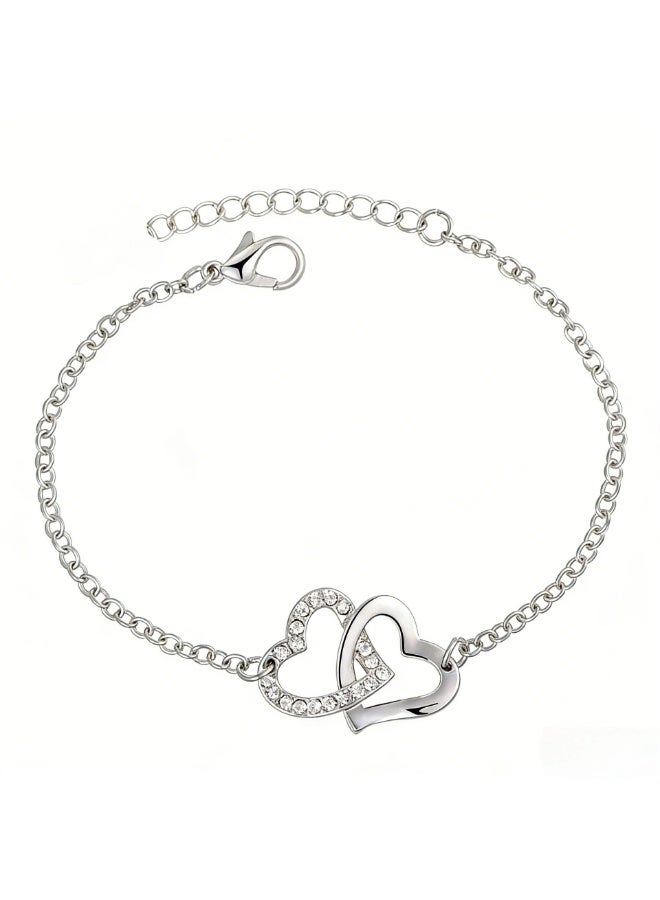 4 Sets Heart Pendant, Necklace & Bracelet with CZ Stone Heart Stud Earrings for Women - Valentine's Day Jewelry Set for Women, Girls, Mothers & Birthdays - Image 5