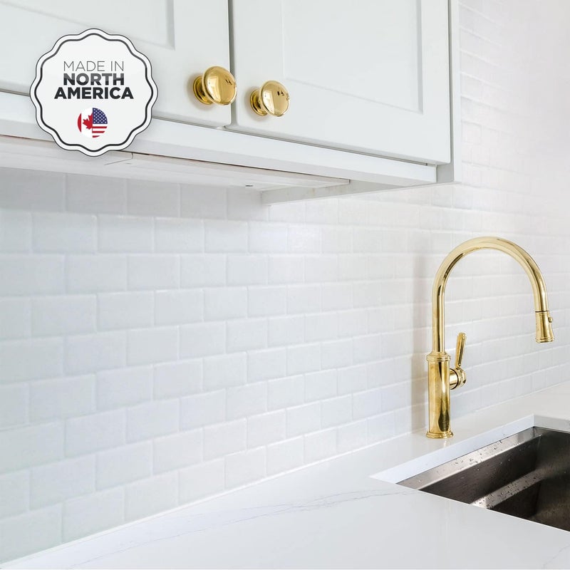 Smart Tiles بلاط خلفية لاصق وقابل للتقشير - 10 ورقات بحجم 10.95" × 9.70" - بلاط خلفية لاصق ثلاثي الأبعاد للمطبخ، الحمام، بلاط الجدران، أبيض مترو - Image 2