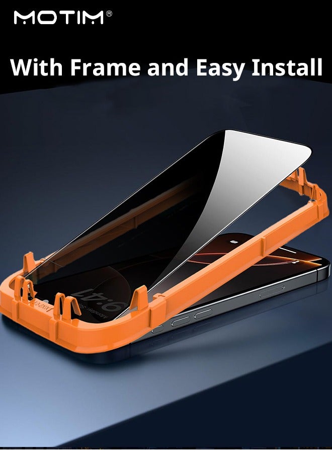 Motim 3 IN 1, 2 PCS iPhone 16 Pro Max Privacy Screen Protector with Alignment Frame, Easy to Install, Tempered Glass Film Anti-Drop, Anti-scratch, Anti-Fingerprint, iPhone 16 Pro Max Glass Screen Protector  - Image 3