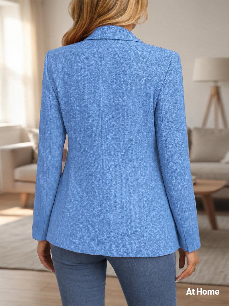 Mina Self Blue Blazers Jacket for Women 2026 Fall Winter Casual Blazer Fashion Womens Long Lightweight Work Business Lady Double-Breasted Boyfriend Petite Suit Suits L - Image 5