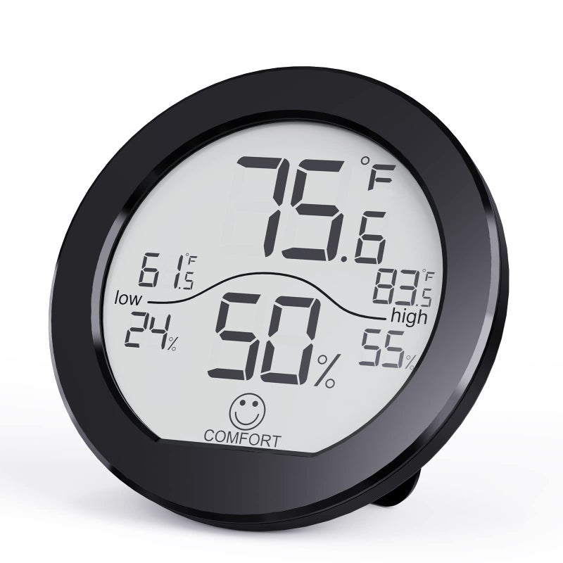 SECRUI Hygrometer Thermometer for Room Temperature Humidity Meter Indoor Thermometer Accuracy Calibration LCD Temperature Sensor with Maximum and Minimum Records, TH1,Black - Image 1