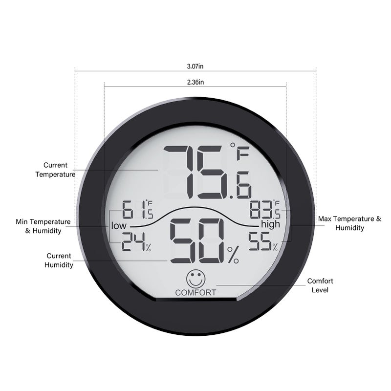SECRUI Hygrometer Thermometer for Room Temperature Humidity Meter Indoor Thermometer Accuracy Calibration LCD Temperature Sensor with Maximum and Minimum Records, TH1,Black - Image 5