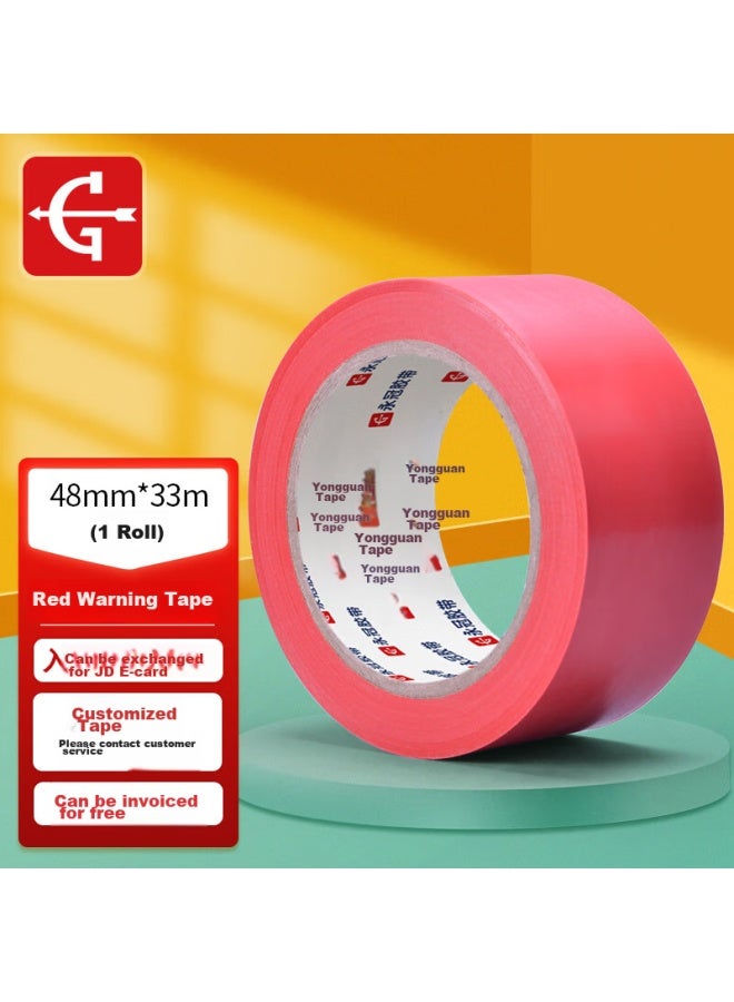 يونج جوان Yongguan Pvc Warning Floor Tape، 48mm*33m/لفة واحدة، شريط تحديد المواقع، خط الحذر لمكافحة الحرائق، شريط عزل، تعريف، نافذة ثابتة ضد الرياح، أحمر - Image 1