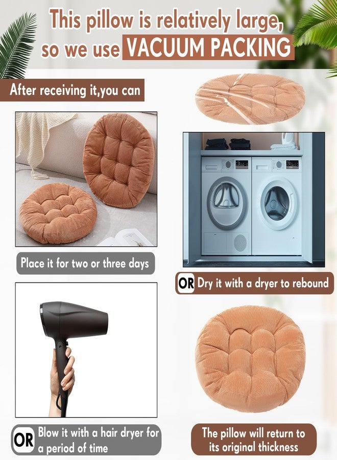 Jerify Floor Pillow Cushions 22 x 22 Inch Round Square Large Meditation Floor Pillow for Classroom Adult Meditation Picnic Party Cushion for Seating Gift Christmas(Round,Light Brown,2 Pcs) - Image 4