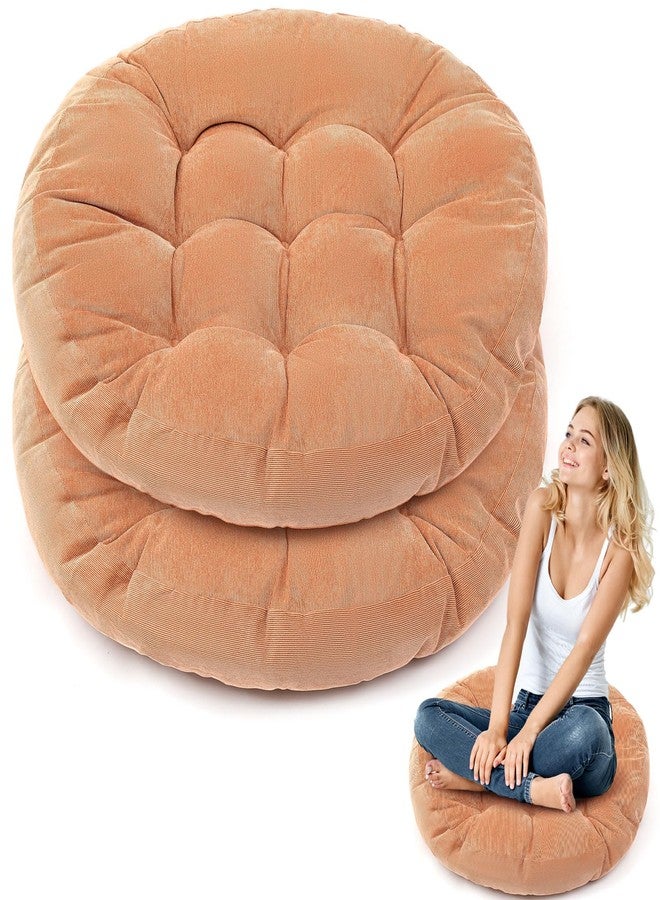 Jerify Floor Pillow Cushions 22 x 22 Inch Round Square Large Meditation Floor Pillow for Classroom Adult Meditation Picnic Party Cushion for Seating Gift Christmas(Round,Light Brown,2 Pcs) - Image 1