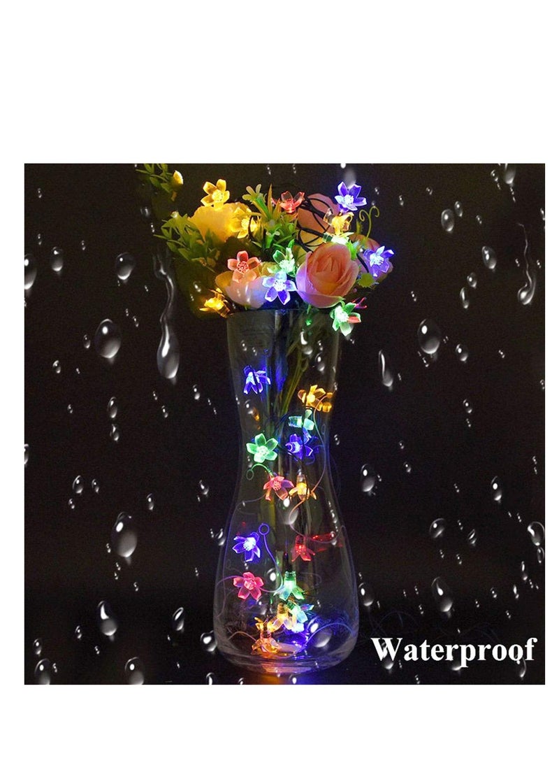 Generic Solar Flower Strings Lights, LED Blossom Solar Powered Fairy Lights, 8 Modes Waterproof Outdoor Garden Cherry Flower String Lights, for Yard, Lawn, Wedding, Party Decorations (Multi Colour)  - Image 2