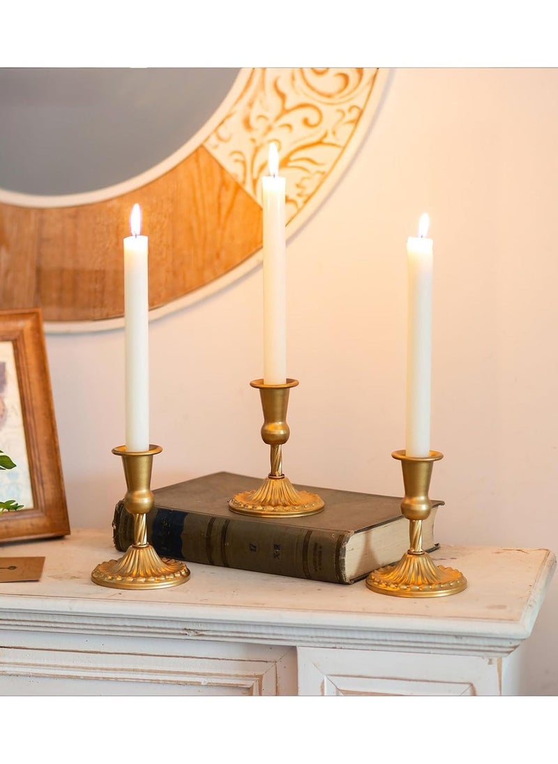 Gold Candle Holders Brass Candlestick Holders: 2 Pcs Taper Candle Holders, Candle Holders for Candlesticks Tapered Gold Candle Holders Wedding Party Chrismas Mantel Home Decor - Image 2