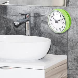 Pomya Bathroom Clock, Suction Cup Wall Clock Waterproof Bath Shower Clock for Kitchen Bathroom (Green) - Image 4