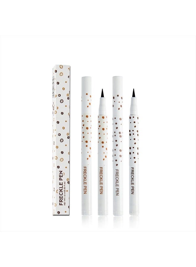 Aaiffey 2 Colors Freckle Pen Waterproof Long-lasting Quick Dry Small Spot Natural Lifelike Freckle Makeup Pen (Dark Brown+Light Brown) - Image 1