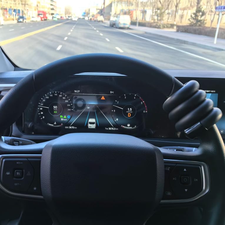 Adjustable Steering Wheel Booster with Weight Wristband and 360 Degree Counter Weight Ring, Ergonomic Foam Car Interior Accessory for Cars, Trucks, Tractors and Heavy Vehicles