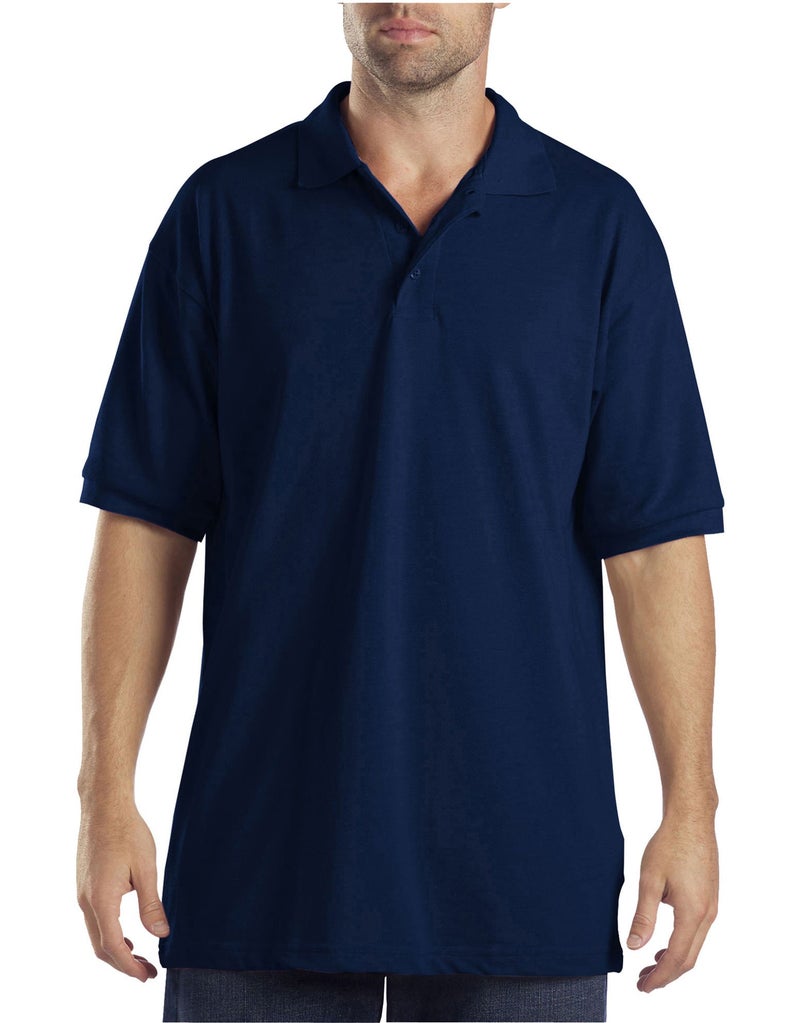 Dickies Men's Short Sleeve Pique Polo, Dark Navy, Large - Image 1