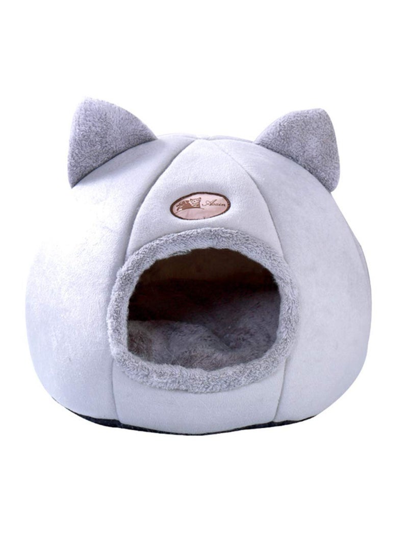 Winter Warm Cat Dog Nest Deep Sleep Semi-Closed Cat House Cave Plus Velvet Cute Pet Tent for Cats Puppy Small Dogs (L Size) - Image 1