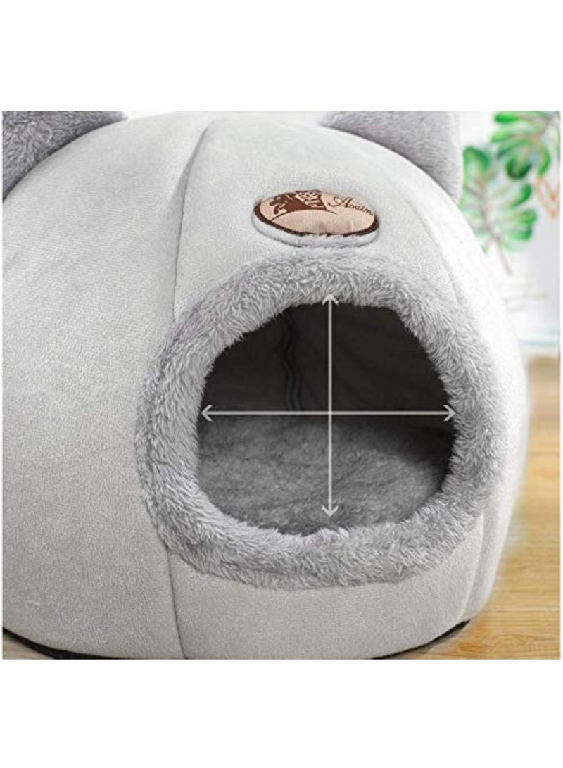 Winter Warm Cat Dog Nest Deep Sleep Semi-Closed Cat House Cave Plus Velvet Cute Pet Tent for Cats Puppy Small Dogs (L Size) - Image 2