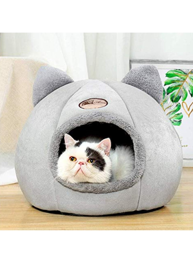 Winter Warm Cat Dog Nest Deep Sleep Semi-Closed Cat House Cave Plus Velvet Cute Pet Tent for Cats Puppy Small Dogs (L Size) - Image 3