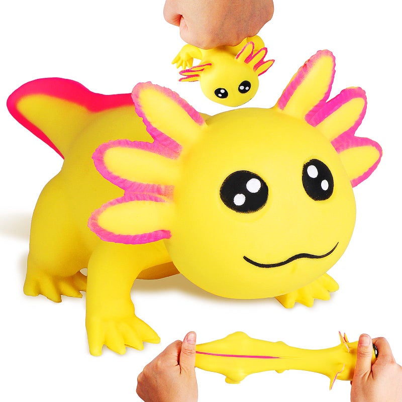 AiSiXin Squishy Axolotl Toy Yellow Stress Balls for Adults Kids Axolotl Sand Filled Stress Toy Cute Axolotl Sensory Fidget Toys Animal Stretchy Stress Relief Squishy Ball Squeeze Toys for Anxiety Relief - Image 3