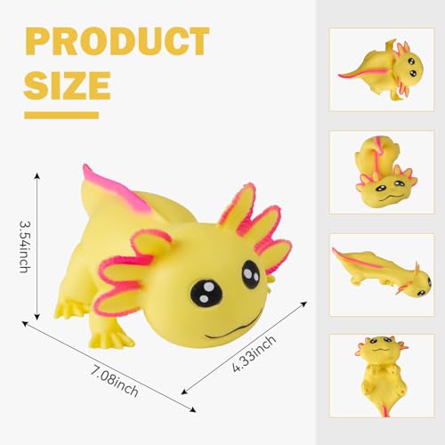 AiSiXin Squishy Axolotl Toy Yellow Stress Balls for Adults Kids Axolotl Sand Filled Stress Toy Cute Axolotl Sensory Fidget Toys Animal Stretchy Stress Relief Squishy Ball Squeeze Toys for Anxiety Relief - Image 5
