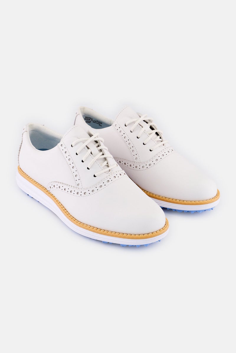 COLE HAAN Women Og Shortwing Golf Wide Lace Up Casual Shoes, Off White - Image 1