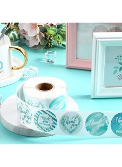 erorex 1.5 Inch Thank You Stickers 500Pcs Blue Watercolor Thank You Adhesive Stickers For Baking Packaging Envelope Seals Business Birthday Party Gift Wrap Bag Tags For Wedding 8 Designs  - Image 3