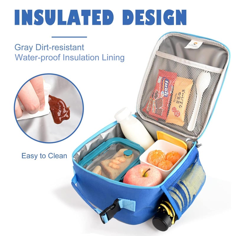 CaCTOUR Lunch Box Kids,Premium Insulated Lunchbox for Girls Boys,Soft Mini Cooler Bag Back to School Thermal Reusable Lunch Bag for Work School Picnic (Blue) - Image 5
