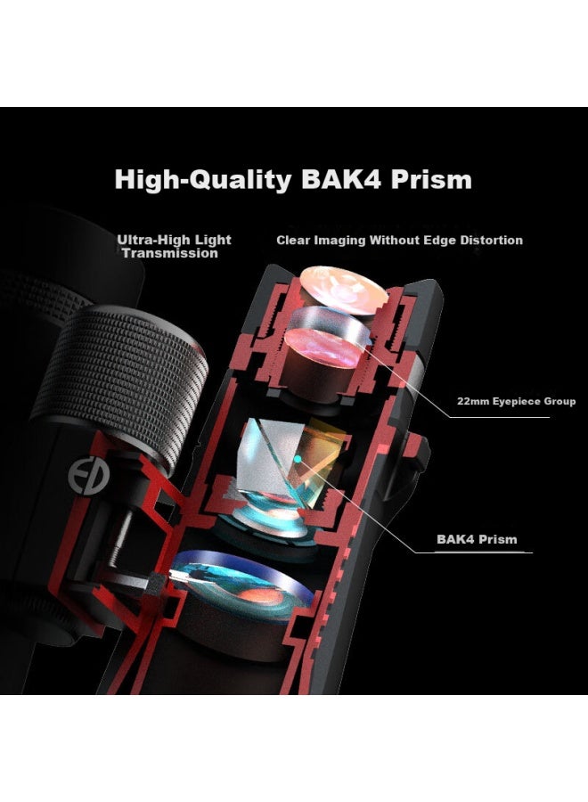 Leaysoo Lieying 12x42ed High-power Hd Large Eyepiece Wide-angle Nitrogen-filled Waterproof Professional Binoculars With Smartphone Adapter - Image 2