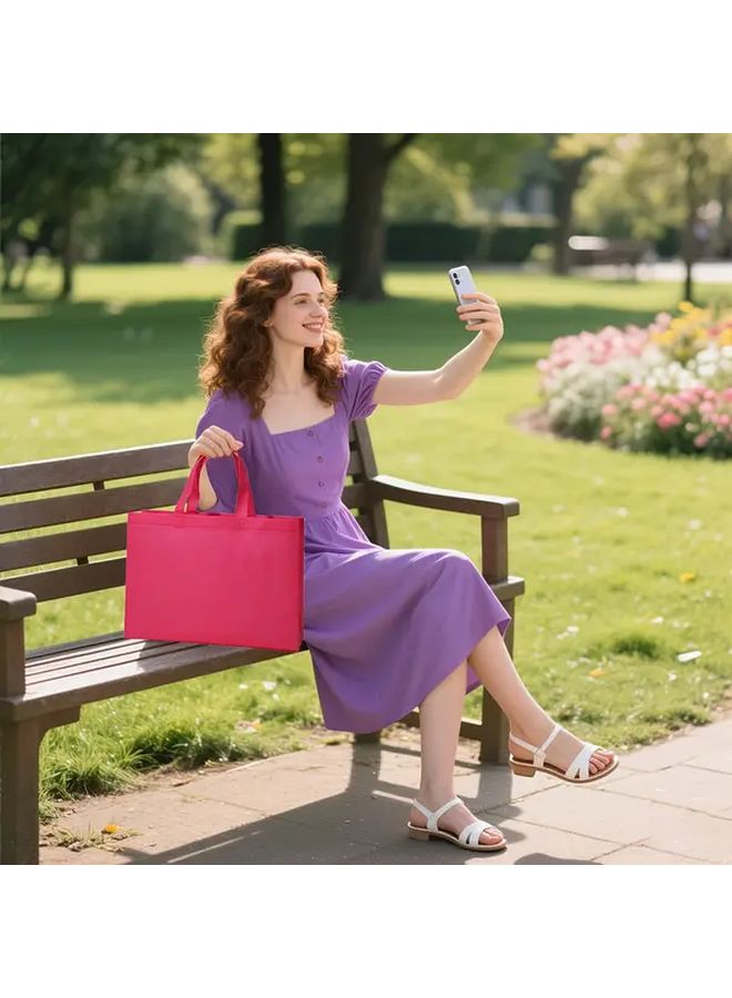 أكياس هدايا غير منسوجة حمراء 12 قطعة بمقاس 35x25x10 سم مع مقابض لمستلزمات الحفلات - Image 4