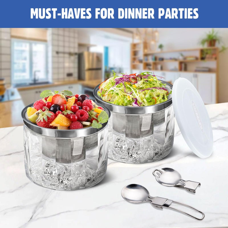 LIMOEASY Chilled Dip Bowl (2 Pack), 25oz Ice Serving Bowl with Lid for Parties, Cold Serving Dish for Hummus, Salsa, Guacamole, Sauces, Pasta - Image 4