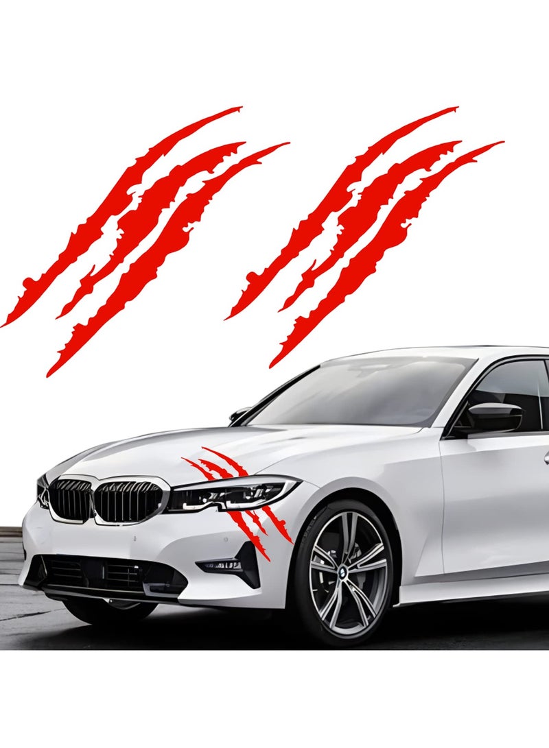 SYOSI Claw Mark Decals for Cars, 2PCS Red Headlight Car Sticker, Monster Claw Marks, Car Sticker Stripes Scratch Decal Vinyl, for Sports Cars SUV Truck Window Motorcycles ect - Image 1