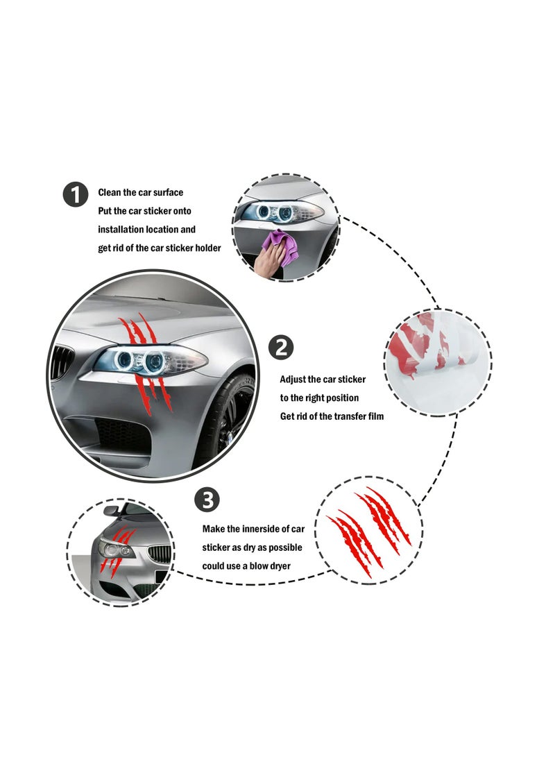 SYOSI Claw Mark Decals for Cars, 2PCS Red Headlight Car Sticker, Monster Claw Marks, Car Sticker Stripes Scratch Decal Vinyl, for Sports Cars SUV Truck Window Motorcycles ect - Image 4