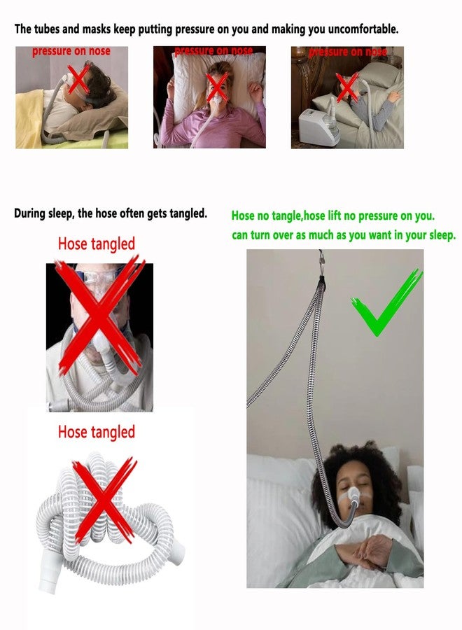 TUSIWIT حامل خرطوم جهاز التنفس CPAP من TUSIWIT، ذراع رفع الأنبوب وخطاف تعليق، سهل الاستخدام، محمول للسفر والاستخدام المنزلي، مرن ليناسب معظم المساحات - Image 2
