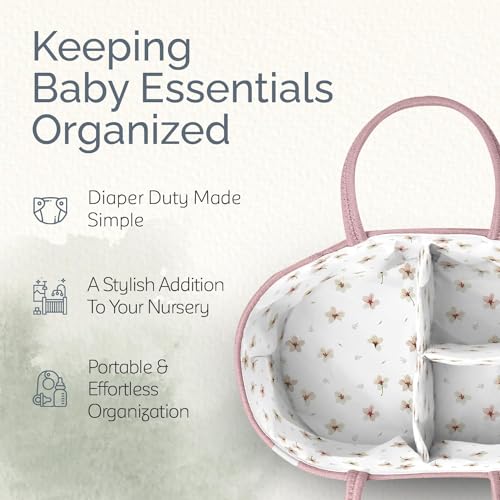 KiddyCare Diaper Caddy Nappy Organiser Changing Basket (Pink) - Image 2