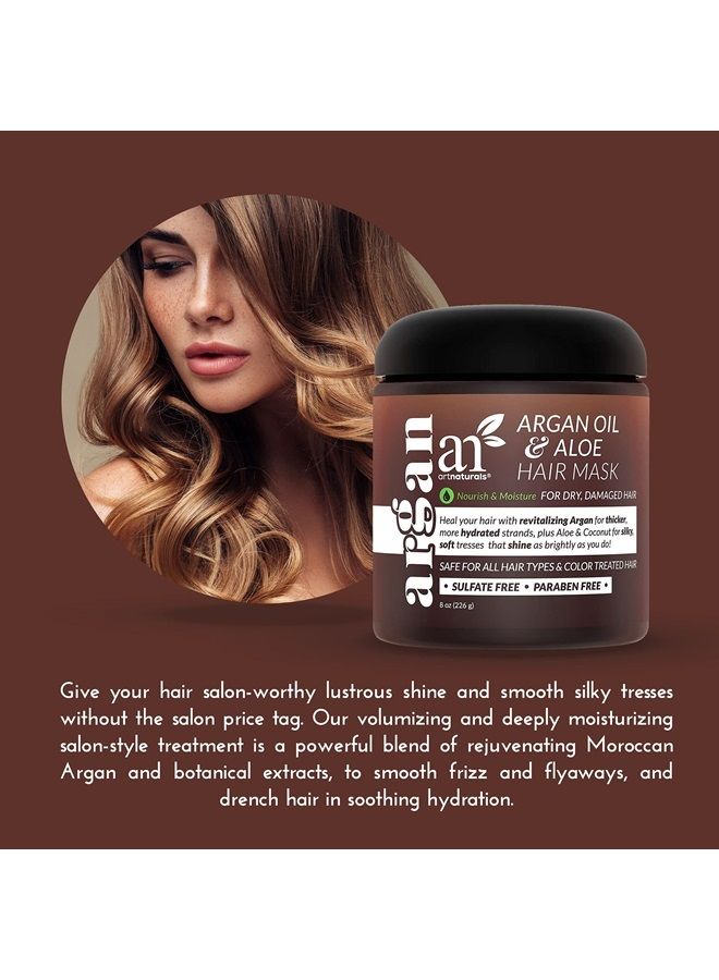 artnaturals بلسم ماسك الشعر بالأركان - علاج عميق للترطيب - زيت الجوجوبا العضوي، الألوة فيرا والكيراتين - إصلاح الشعر الجاف، التالف، المعالج بالألوان، نمو الشعر الطبيعي - خالي من الكبريتات (8 أونصات/226 جرام) - Image 2