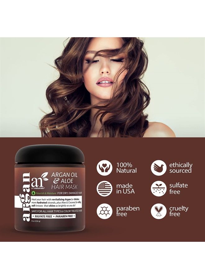 artnaturals بلسم ماسك الشعر بالأركان - علاج عميق للترطيب - زيت الجوجوبا العضوي، الألوة فيرا والكيراتين - إصلاح الشعر الجاف، التالف، المعالج بالألوان، نمو الشعر الطبيعي - خالي من الكبريتات (8 أونصات/226 جرام) - Image 3