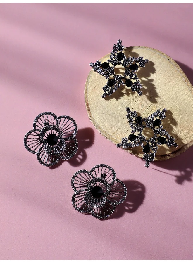 SOHI Pack Of Flower & Snowflake Artificial Stud Earring Jewellery