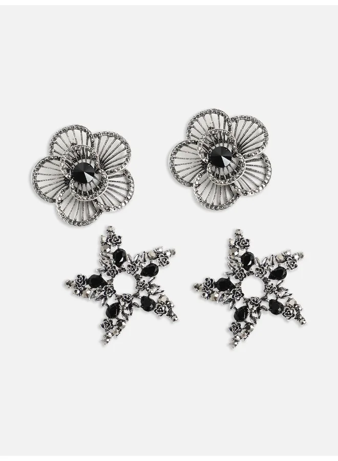SOHI Pack Of Flower & Snowflake Artificial Stud Earring Jewellery