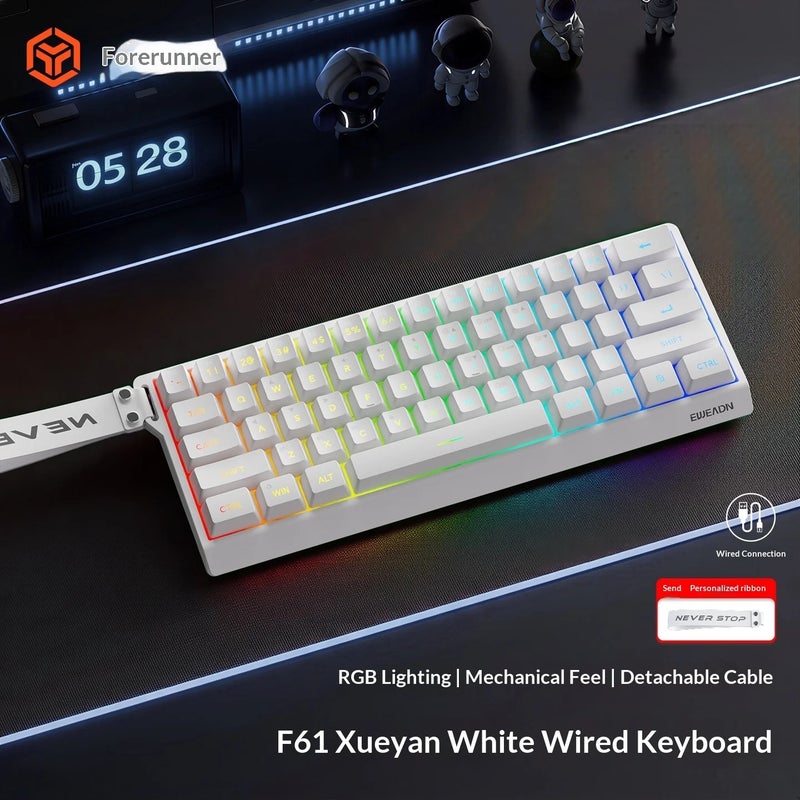 Eweadn F61 Wireless Keyboard and Mouse Combo Mechanical Feel Tri-Mode RGB Backlit 61 Keys 2000mAh for Gaming Office - Image 1