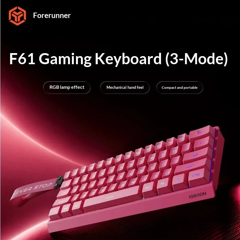 Eweadn F61 Wireless Keyboard and Mouse Combo Mechanical Feel Tri-Mode RGB Backlit 61 Keys 2000mAh for Gaming Office - Image 2