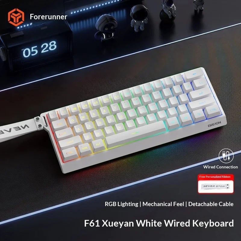 Eweadn F61 Wireless Keyboard and Mouse Combo Mechanical Feel Tri-Mode RGB Backlit 61 Keys 2000mAh for Gaming Office - Image 3