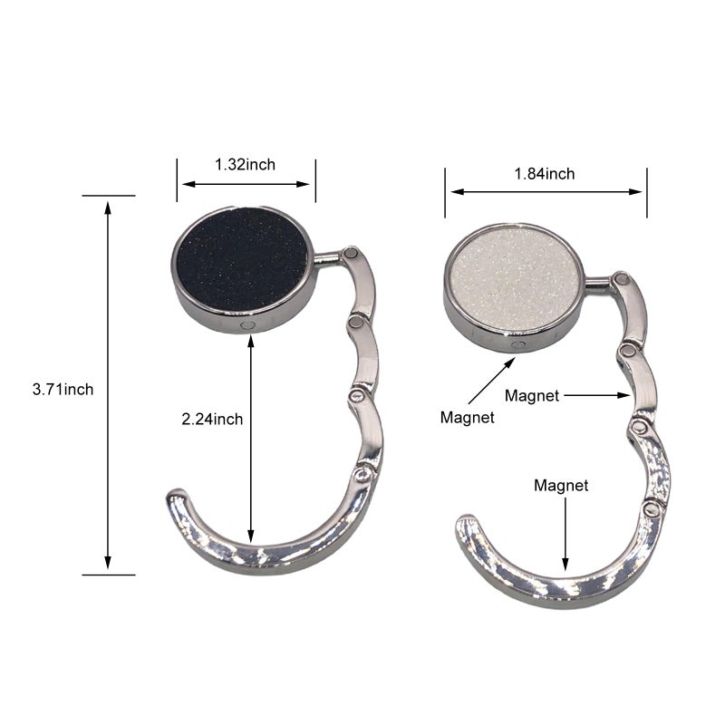 YEMCHI 4 Pack Foldable Purse Hook for Table, Folding Women's Handbag Hangers Hooks for Desk, Bling Table Bag Holder for Women Bag Mixed Color(1 Black & 1 White & 1 Gold & 1 Pink) - Image 2