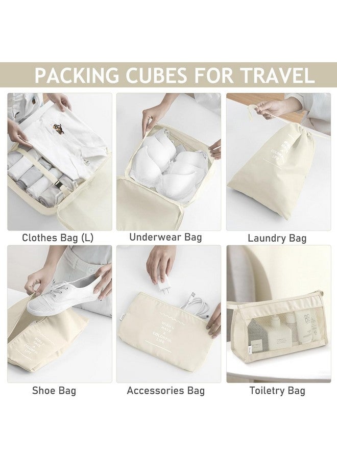 FLYNGO Nylon 8 Pcs Travel Organizer Pouch Packing Cubes For Clothes Space Savers Bags Cosmetics/Underwear/Socks/Shoes Toiletry Bag Laundry Organiser(Beige) - Image 5