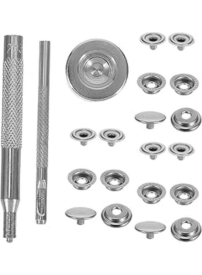25 Sets 12.5mm Stainless Steel Snap Fasteners Button Kit with Punch Tool for Leather Bags Coats Canvas Fabric DIY - Image 1