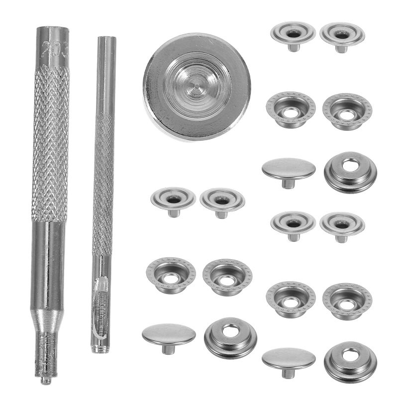 25 Sets 12.5mm Stainless Steel Snap Fasteners Button Kit with Punch Tool for Leather Bags Coats Canvas Fabric DIY - Image 2