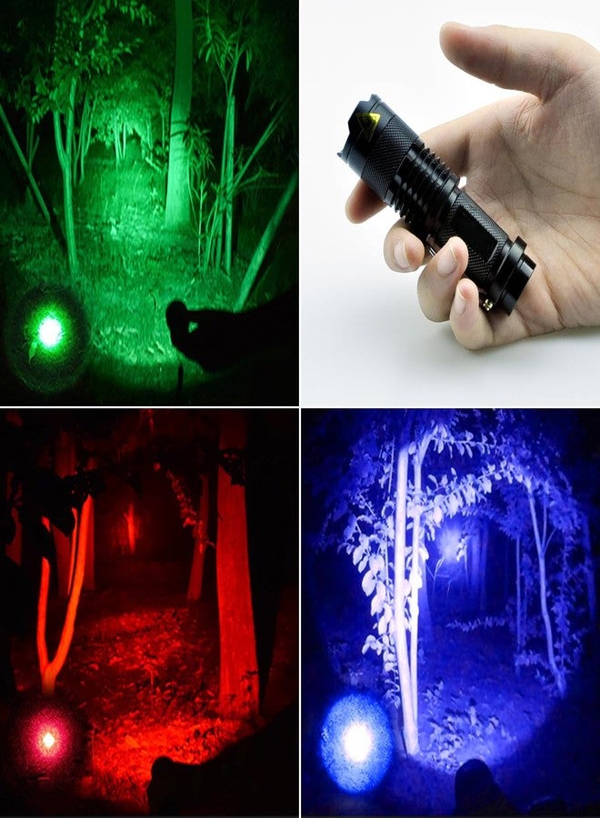 MVIOCS مجموعة من 3 مصابيح يدوية صغيرة ساطعة من MVIOCS بألوان الأحمر والأخضر والأزرق، مصباح LED صغير عالي الإضاءة بثلاثة أوضاع إضاءة، مصباح قابل للتكبير مع مشبك، مثالي للتخييم والأنشطة الخارجية والصيد وحالات الطوارئ. - Image 3
