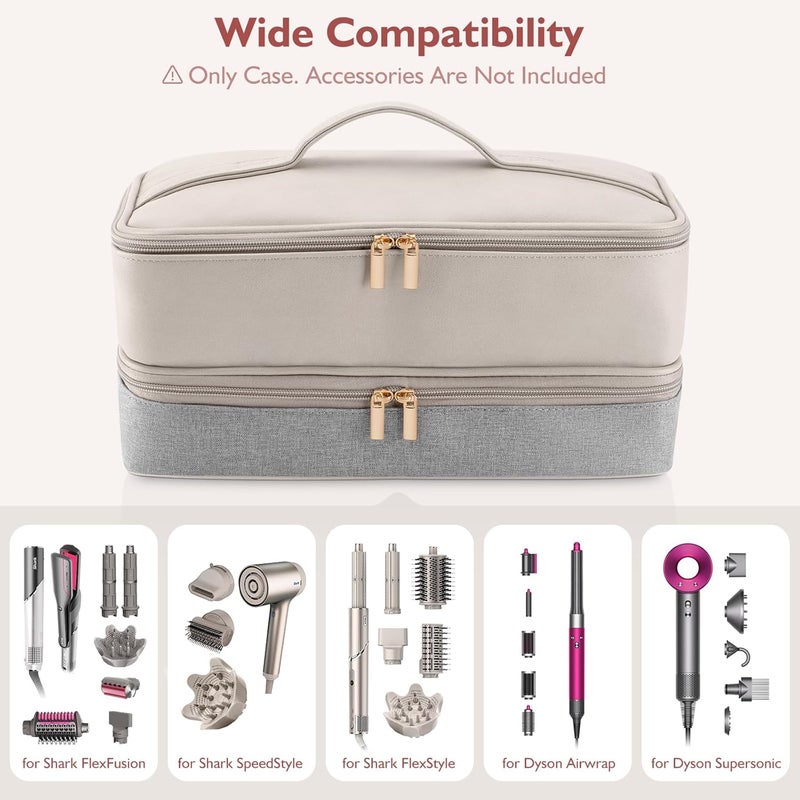 Adworte Travel Carrying Case for Hair Dryer Shark Flexstyle Dyson Airwrap Brush Double-Layer Hair Accessories Tools Storage Bag for Revlon Hairdryer Styler Organizer - Image 4