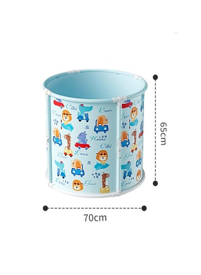 Foldable Portable Bath Bucket, PVC Bath Cloth Bucket, Enlarged and Deepened Independent Bathtub, Suitable for Family SPA/Hot Cold Baths, Suitable for Adults/Children/Babies (Blue) - Image 2
